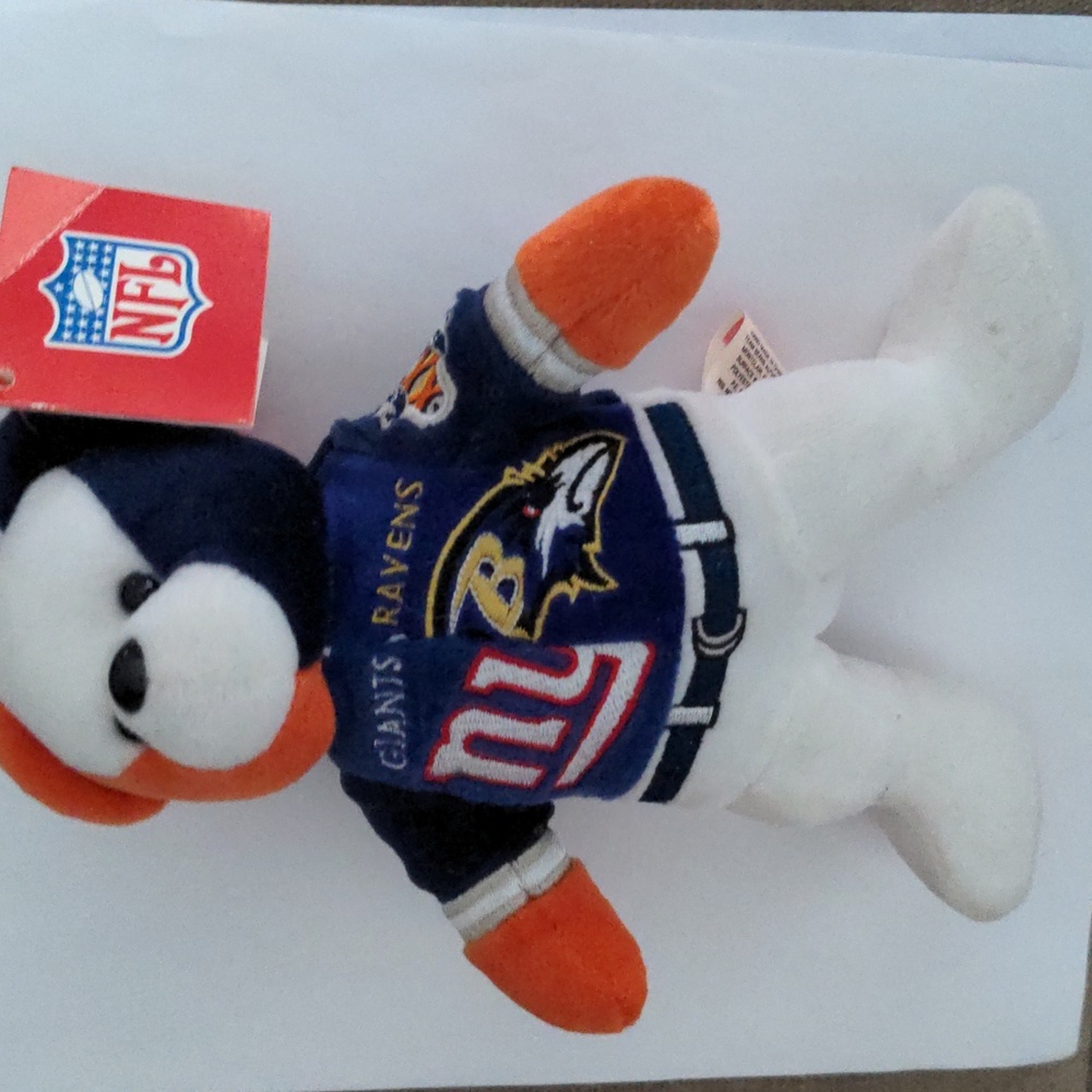 NWT NFL Giants Ravens Plush Bear - Blue, Orange, White, Superbowl XXXV - Picture 9 of 10